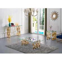 Load image into Gallery viewer, Elsa Clear Glass Gold Frame Console Table

