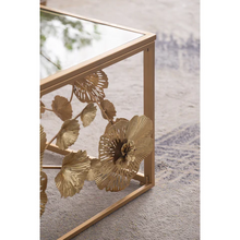 Load image into Gallery viewer, FLORAL GOLD RECTANGULAR GLASS COFFEE TABLE