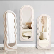 Load image into Gallery viewer, Wave White Velvet Full Length Free Standing Mirror