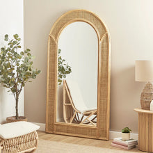 Load image into Gallery viewer, Natural Rattan 180cm Arch Full Length Mirror