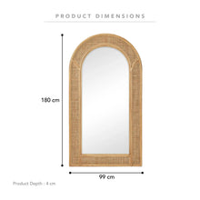 Load image into Gallery viewer, Natural Rattan 180cm Arch Full Length Mirror