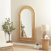 Load image into Gallery viewer, Natural Rattan 180cm Arch Full Length Mirror