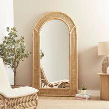Load image into Gallery viewer, Natural Rattan 180cm Arch Full Length Mirror