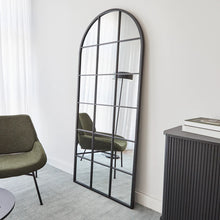 Load image into Gallery viewer, Sophia 180cm Windows Metal Arch Full Length Mirror Black