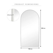 Load image into Gallery viewer, White Hamptons Arch Metal Mirror Full Length 100x200 cm