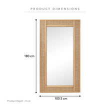 Load image into Gallery viewer, Cove Rattan 180cm Rectangle Mirror