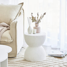 Load image into Gallery viewer, White Ribbed Side Table