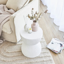 Load image into Gallery viewer, White Ribbed Side Table
