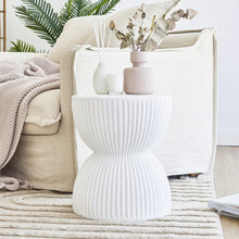 Load image into Gallery viewer, White Ribbed Side Table