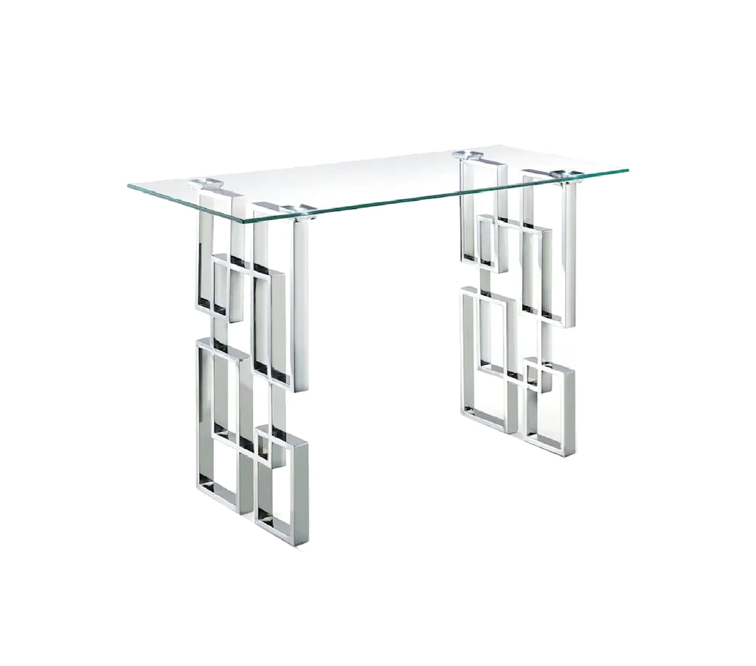 Elsa Clear Glass Silver Frame Console Table