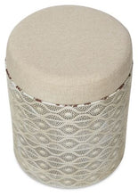 Load image into Gallery viewer, Filigree Round Metal Stool With Cushion - Antique White/Beige

