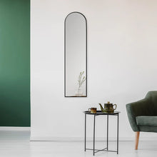 Load image into Gallery viewer, Arched Leaning Wall Slim Metal Mirror Black