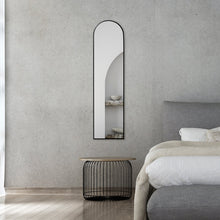 Load image into Gallery viewer, Arched Leaning Wall Slim Metal Mirror Black