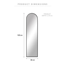Load image into Gallery viewer, Arched Leaning Wall Slim Metal Mirror Black