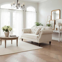 Load image into Gallery viewer, Vaucluse 3 Seat Hamptons Buttoned Sofa Beige Linen Blend