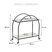 Load image into Gallery viewer, Arch Glass Top Steel Black Frame Bar Cart
