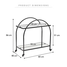Load image into Gallery viewer, Arch Glass Top Steel Black Frame Bar Cart