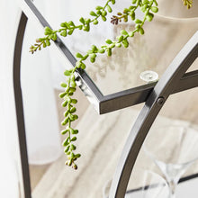 Load image into Gallery viewer, Arch Glass Top Steel Black Frame Bar Cart