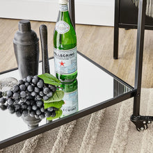 Load image into Gallery viewer, Arch Glass Top Steel Black Frame Bar Cart