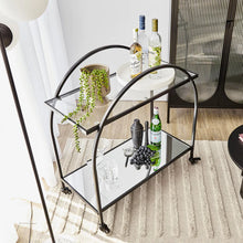 Load image into Gallery viewer, Arch Glass Top Steel Black Frame Bar Cart
