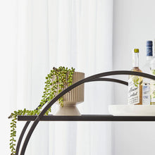 Load image into Gallery viewer, Arch Glass Top Steel Black Frame Bar Cart