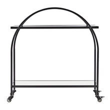 Load image into Gallery viewer, Arch Glass Top Steel Black Frame Bar Cart