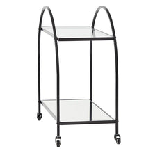 Load image into Gallery viewer, Arch Glass Top Steel Black Frame Bar Cart

