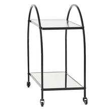 Load image into Gallery viewer, Arch Glass Top Steel Black Frame Bar Cart