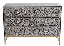Load image into Gallery viewer, Black and White Pearl Leafs 3 Drawers - CSHWH