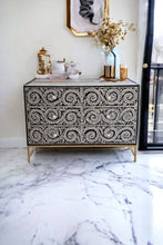 Load image into Gallery viewer, Black and White Pearl Leafs 3 Drawers - CSHWH