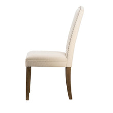 Load image into Gallery viewer, Beige Studded Fabric Dining Chairs Set of 2