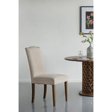 Load image into Gallery viewer, Beige Studded Fabric Dining Chairs Set of 2

