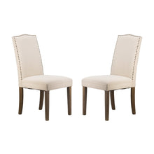 Load image into Gallery viewer, Beige Studded Fabric Dining Chairs Set of 2