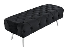 Load image into Gallery viewer, Asha Tufted Black Ottoman/Bed End Silver Frame