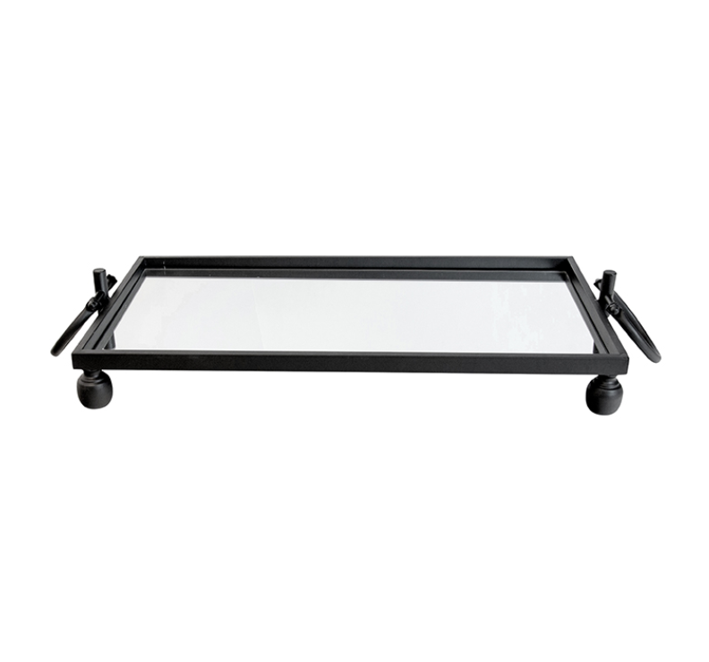 Clay Iron Black Mirror Tray Rectangular Decorative Silsan Decor