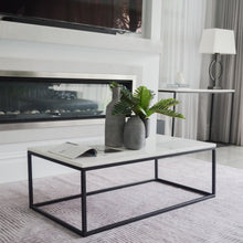 Load image into Gallery viewer, Marble Top Black Legs Large Coffee Table 120 cm