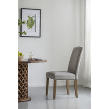 Load image into Gallery viewer, Grey Studded Fabric Dining Chairs Set of 2