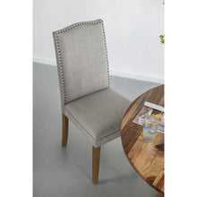 Load image into Gallery viewer, Grey Studded Fabric Dining Chairs Set of 2
