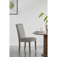 Load image into Gallery viewer, Grey Studded Fabric Dining Chairs Set of 2
