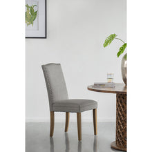 Load image into Gallery viewer, Grey Studded Fabric Dining Chairs Set of 2