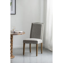 Load image into Gallery viewer, Grey Studded Fabric Dining Chairs Set of 2