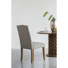 Load image into Gallery viewer, Grey Studded Fabric Dining Chairs Set of 2
