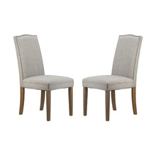 Load image into Gallery viewer, Grey Studded Fabric Dining Chairs Set of 2