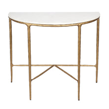 Load image into Gallery viewer, Heston Marble Demilune Console Table - Brass