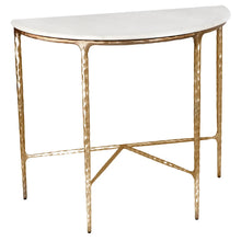 Load image into Gallery viewer, Heston Marble Demilune Console Table - Brass