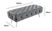 Load image into Gallery viewer, Asha Tufted Grey Ottoman/Bed End Silver Frame