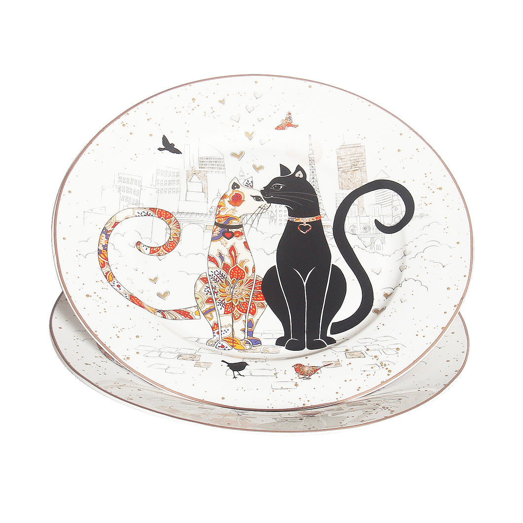 TNK - Embossed Cat Couple Dinner Plate 26cm