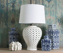 Load image into Gallery viewer, Lattice Tall White Table Lamp
