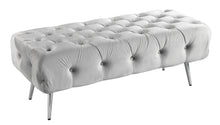 Load image into Gallery viewer, Asha Tufted Light Grey Ottoman/Bed End Silver Frame