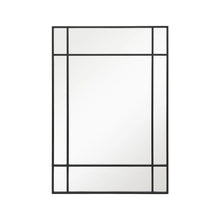 Load image into Gallery viewer, Hamptons Windows Black Grid Frame Rectangular Wall Iron Mirror 140x75 cm - SML